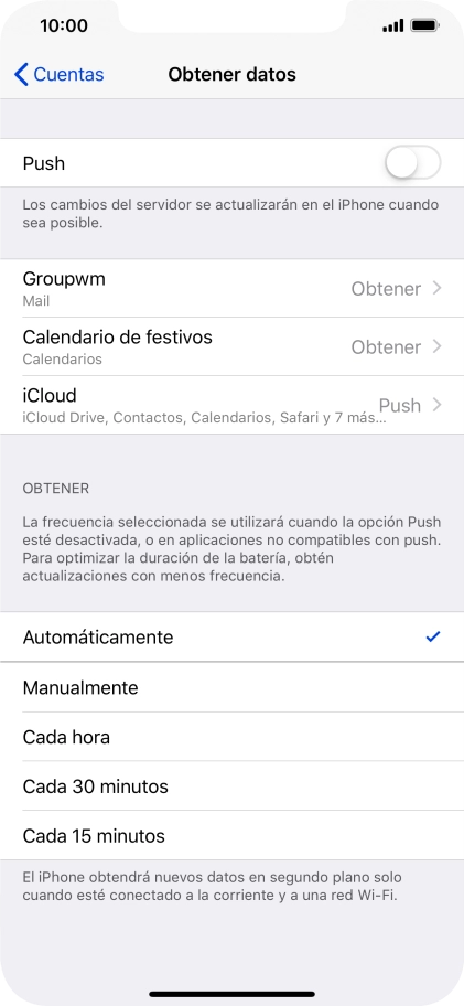 Si desactivas la función, pulsa el ajuste deseado.