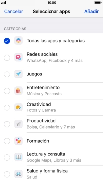 Selecciona las categorías deseadas.