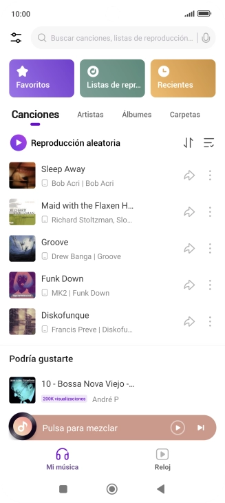 Pulsa el archivo de música deseado.
