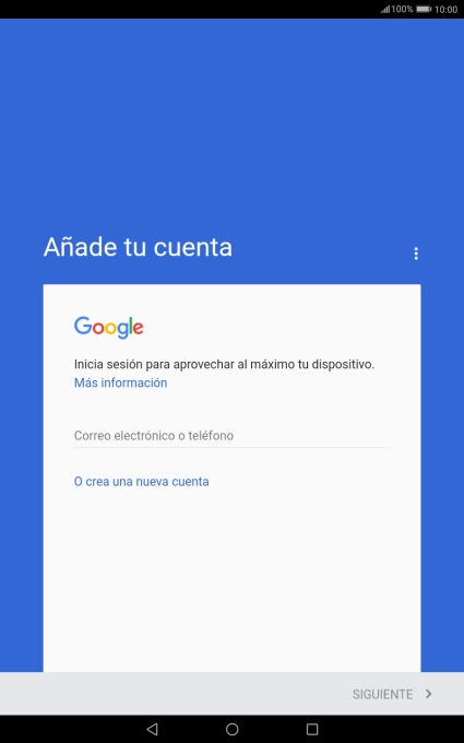 Si no tienes una cuenta de Google, pulsa O crea una nueva cuenta y sigue las indicaciones de la pantalla para ver cómo crear una cuenta nueva.