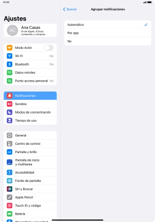 Pulsa el ajuste deseado. Pulsa el ajuste deseado.