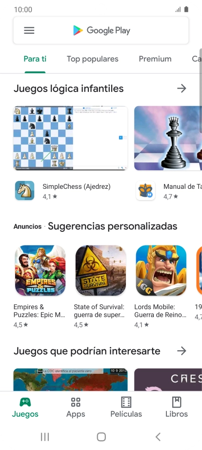 Desliza el dedo hacia la derecha desde la parte izquierda de la pantalla.