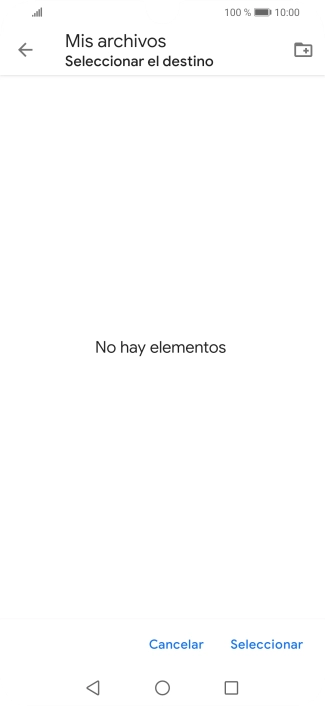 Si deseas crear una nueva carpeta, pulsa el icono de nueva carpeta y sigue las indicaciones de la pantalla para crearla.