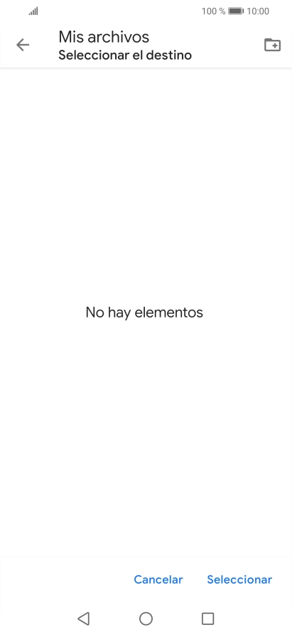 Si deseas crear una nueva carpeta, pulsa el icono de nueva carpeta y sigue las indicaciones de la pantalla para crearla.