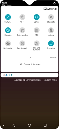 Pulsa Modo avión para activar o desactivar la función.