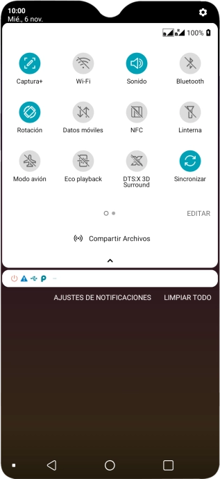 Pulsa Modo avión para activar o desactivar la función.