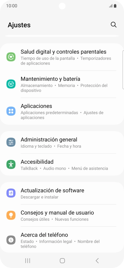 Pulsa Administración general.