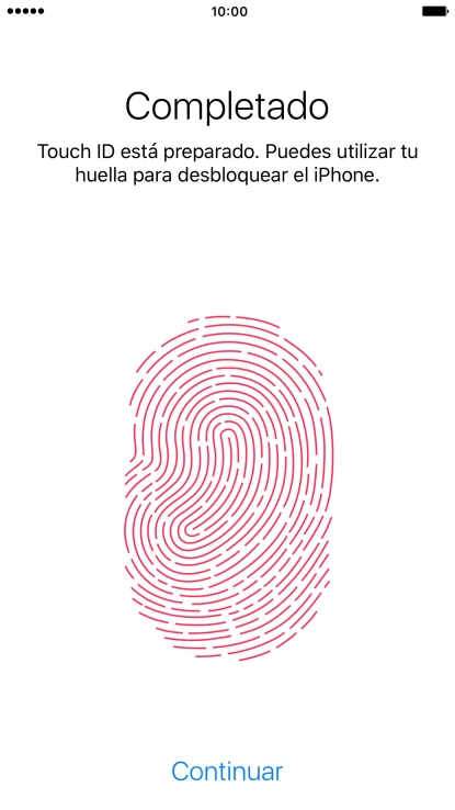 Pulsa Continuar. Si no has añadido anteriormente un código de seguridad, tendrás que introducir un código de libre elección dos veces consecutivas.