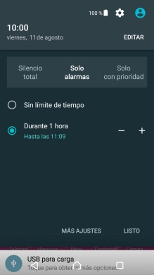 Pulsa LISTO para activar el modo silencioso.