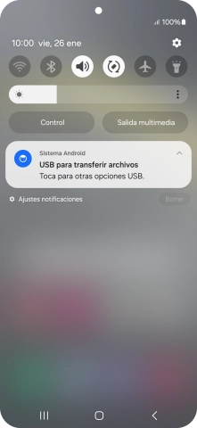 Pulsa Toca para otras opciones USB..
