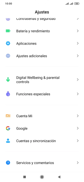 Pulsa Cuentas y sincronización.
