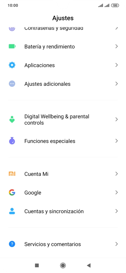 Pulsa Cuentas y sincronización.