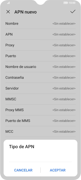 Introduce default y pulsa ACEPTAR.