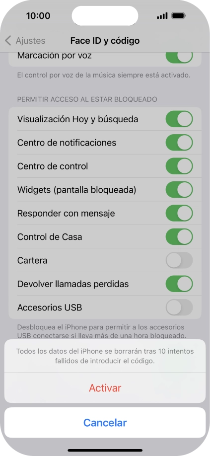 Si activas la función, pulsa Activar.