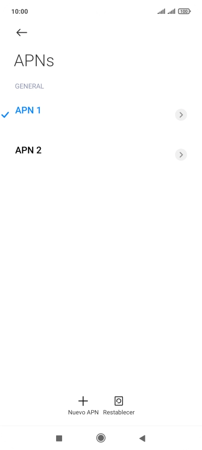 Pulsa la conexión de datos deseada para activarla.