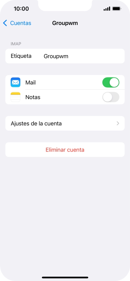 Pulsa Ajustes de la cuenta.