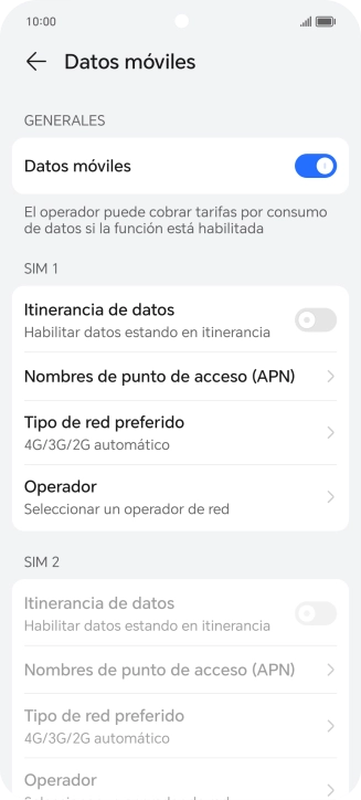 Pulsa Tipo de red preferido.