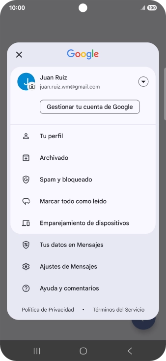 Pulsa Ajustes de Mensajes.