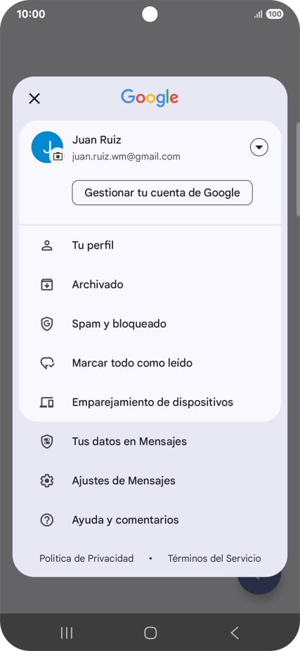 Pulsa Ajustes de Mensajes.