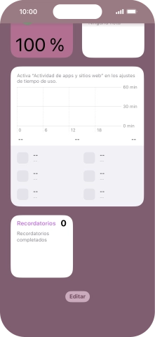 Pulsa el widget deseado hasta que aparezca un menú emergente en la pantalla.