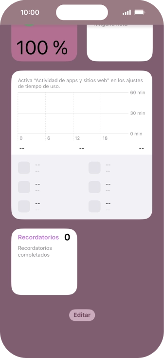 Pulsa el widget deseado hasta que aparezca un menú emergente en la pantalla.