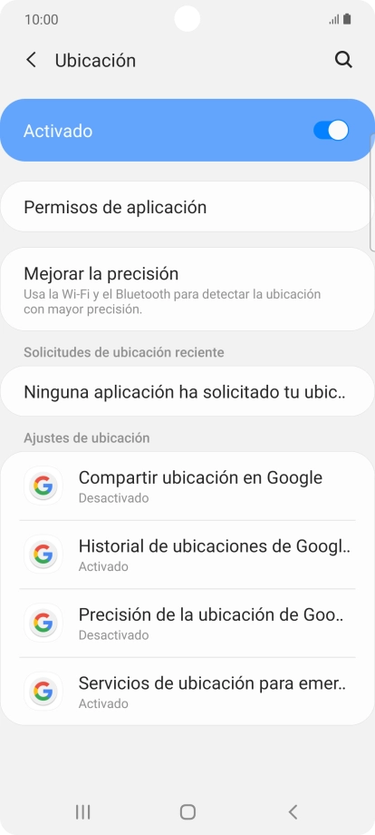 Pulsa Permisos de aplicación.
