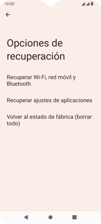 Pulsa Volver al estado de fábrica (borrar todo).