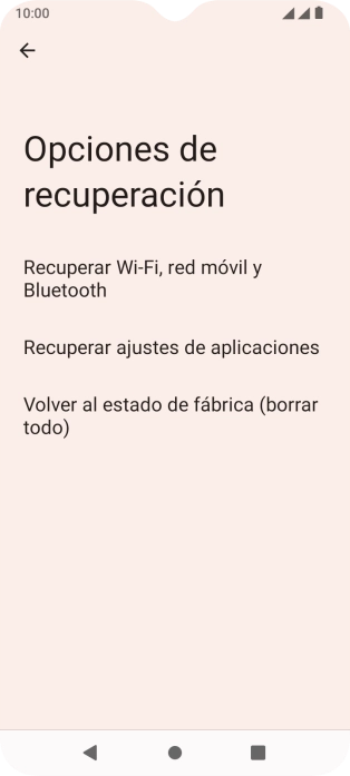 Pulsa Volver al estado de fábrica (borrar todo).