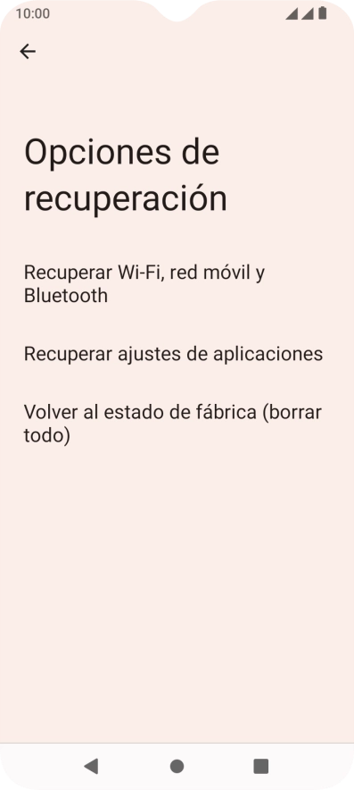 Pulsa Volver al estado de fábrica (borrar todo).