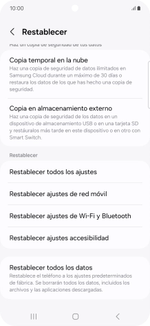Pulsa Restablecer todos los datos.