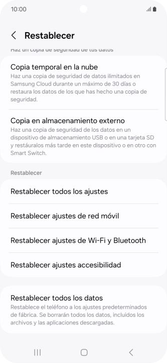 Pulsa Restablecer todos los datos.