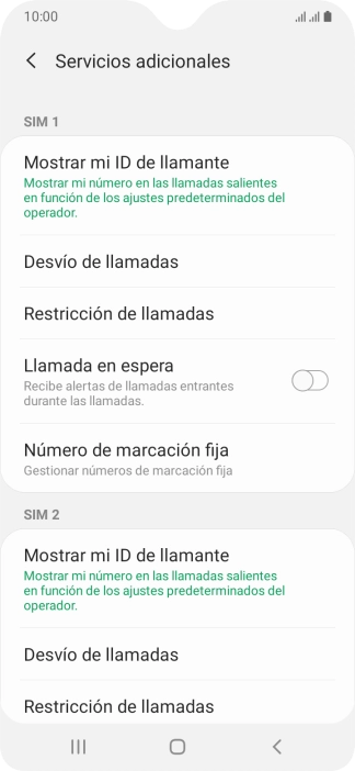 Pulsa Desvío de llamadas bajo la tarjeta SIM deseada.