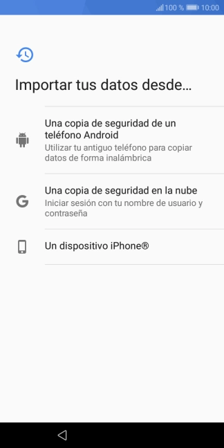 Pulsa la opción deseada y sigue las indicaciones de la pantalla para transferir contenido desde el otro teléfono y finalizar la activación de tu teléfono.
