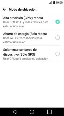 Si seleccionas Alta precisión (GPS y redes), el teléfono podrá encontrar tu posición exacta con ayuda de los satélites GPS, la red móvil y una red wifi cercana.