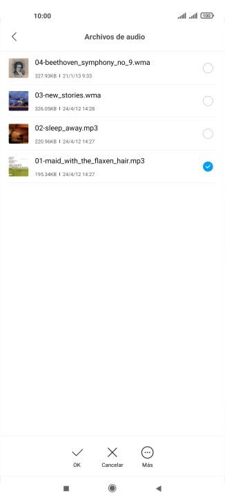 Al encontrar un timbre de llamada de tu gusto, pulsa OK.