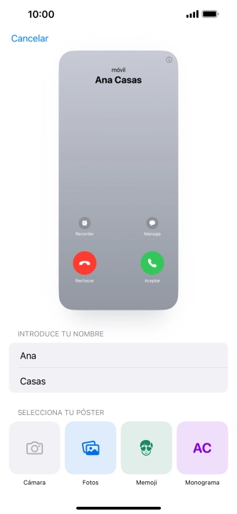 Pulsa una categoría y sigue las indicaciones de la pantalla para seleccionar y configurar la imagen o fotografía deseada para tu póster de contacto.