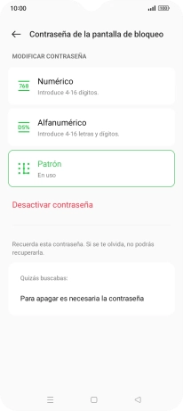 Pulsa Desactivar contraseña.