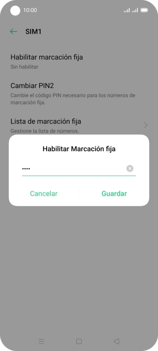 Introduce el código PIN2 y pulsa Guardar.