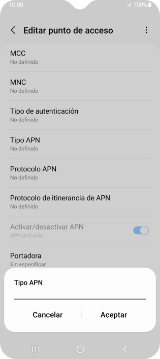 Introduce default y pulsa Aceptar.