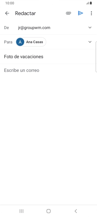 Pulsa en el campo de escritura  y escribe el texto del correo electrónico.