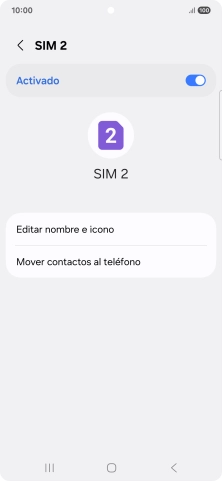 Pulsa el indicador para activar o desactivar el uso de la línea móvil (SIM).
