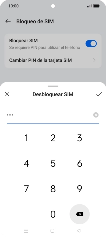 Introduce el código PIN y pulsa el icono de aceptar.