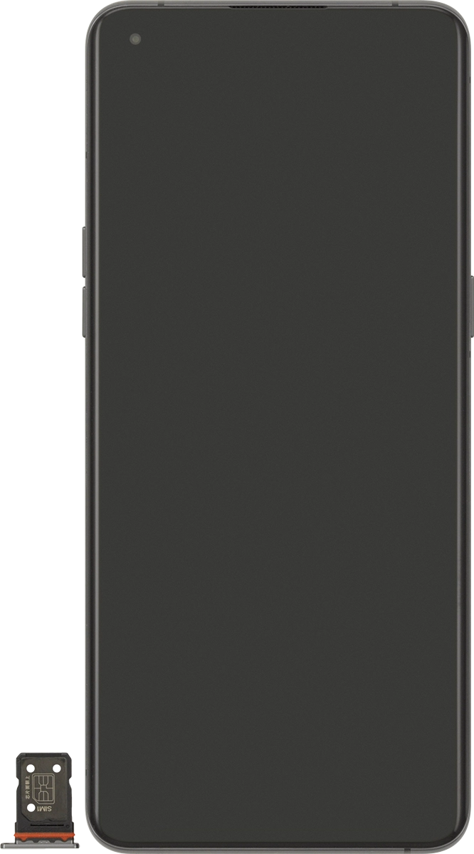 Gira la tarjeta SIM siguiendo la ilustración del primer contenedor de la tarjeta SIM y colócala en el contenedor.