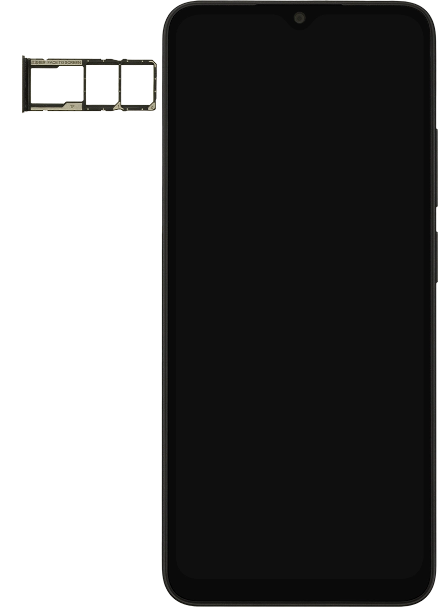 Gira la tarjeta SIM de modo que la esquina biselada de la tarjeta coincida con la esquina biselada del primer contenedor. A continuación insértala en el contenedor.