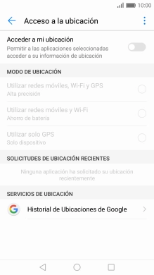 Pulsa Acceder a mi ubicación para activar o desactivar la función. Pulsa Acceder a mi ubicación para activar o desactivar la función.