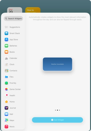 Slide your finger right or left on the screen to select the required widget size. Slide your finger right or left on the screen to select the required widget size.