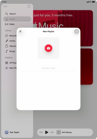 Press the text input field and key in a name for the playlist.