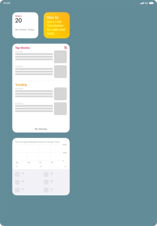 Slide your finger up or down on the screen to see more widgets. Slide your finger up or down on the screen to see more widgets.
