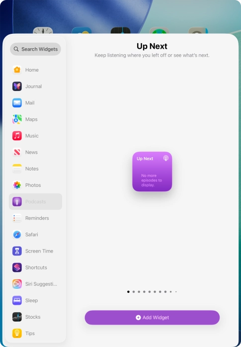 Press Add Widget. Press Add Widget.