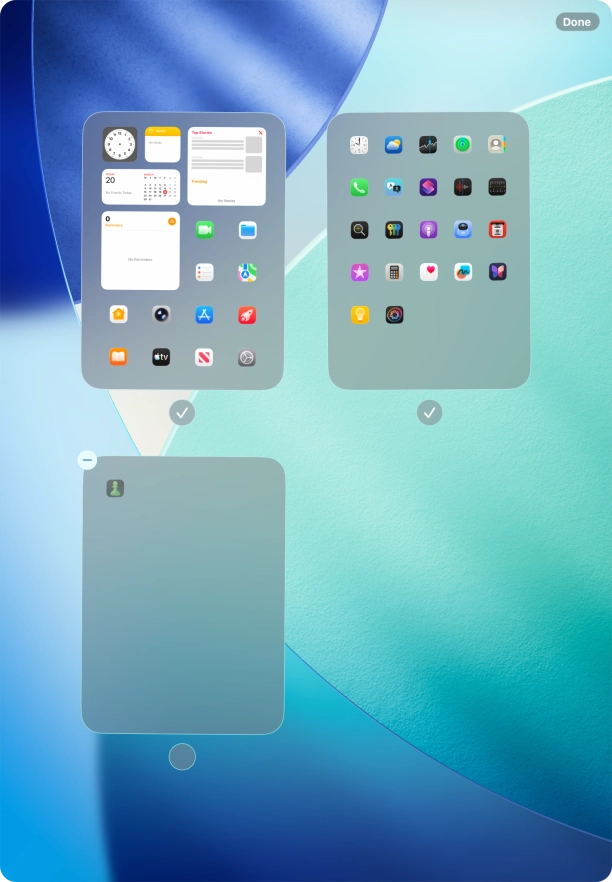 Press the delete icon next to the required home screen page. Press the delete icon next to the required home screen page.